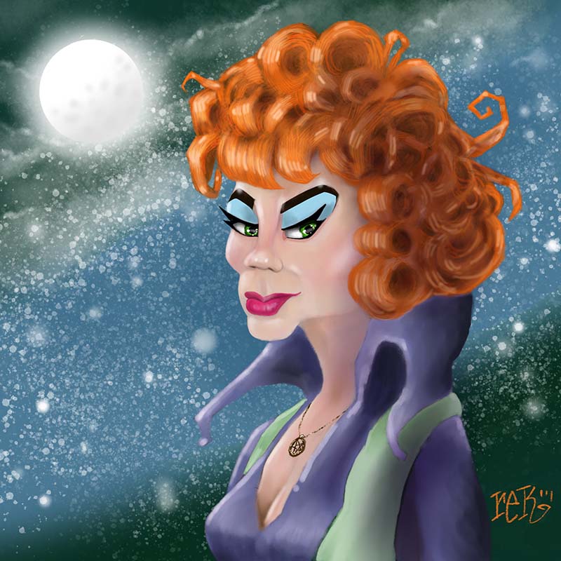 Agnes Moorehead as Endora Caricature by Rick Baldwin