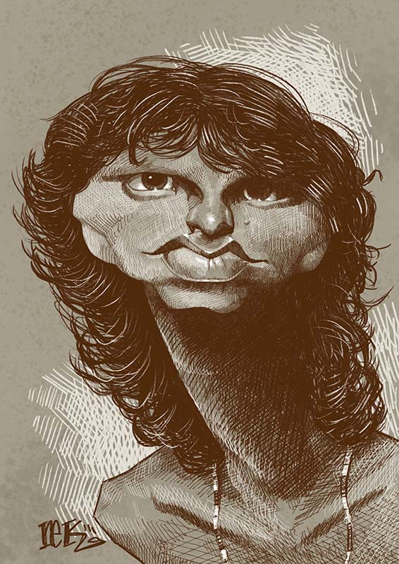 Jim Morrison caricature by Rick Baldwin.