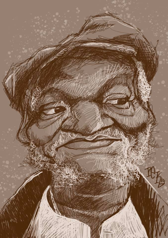 Redd Fozz caricature sketch by Rick Baldwin.