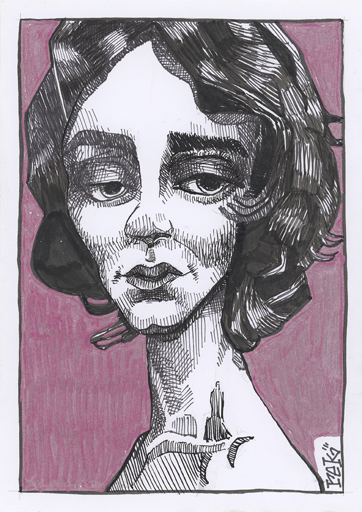 Original cartoon art pen and ink portrait by rek
